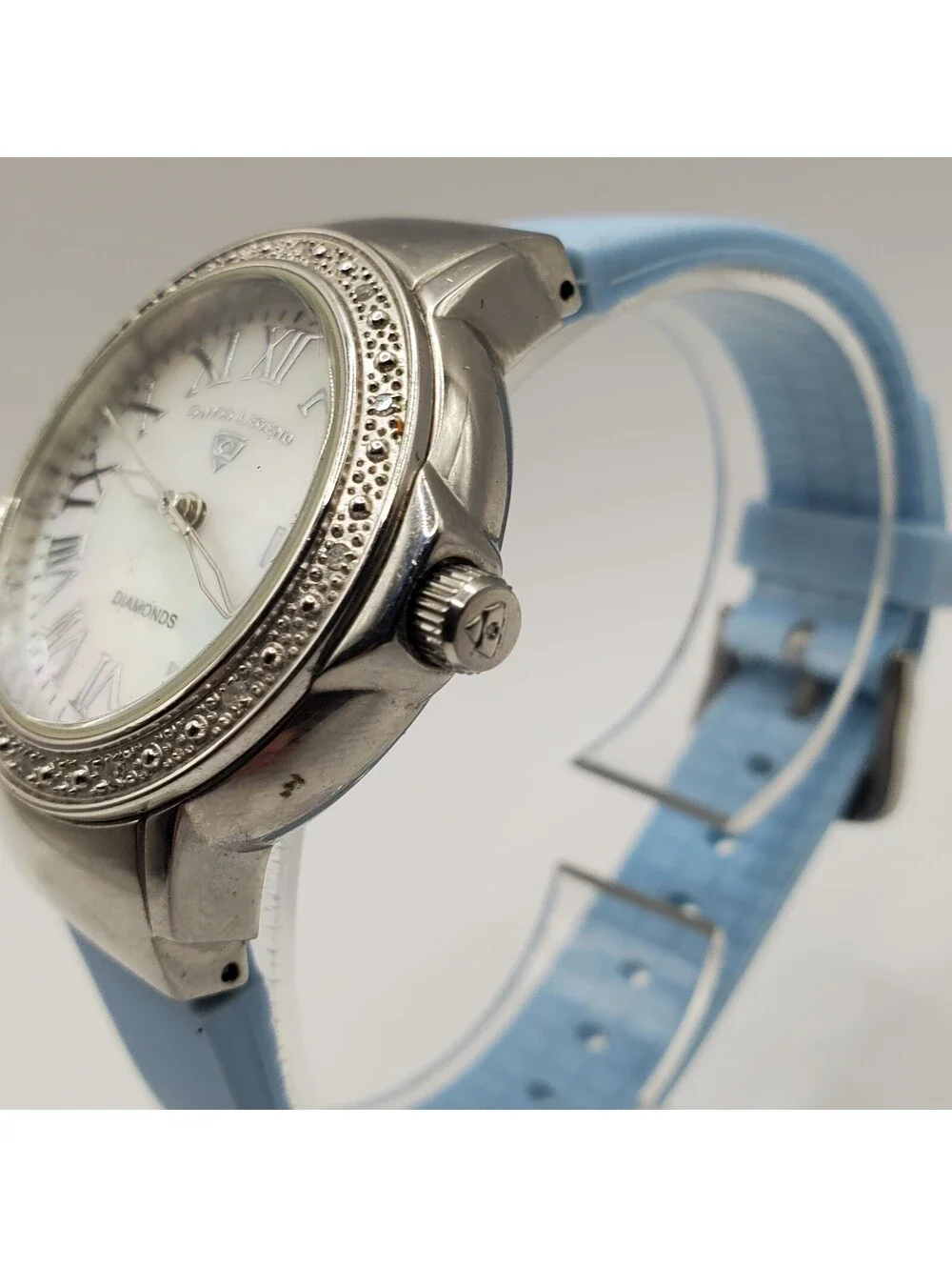 Swiss Legend South Beach Diamond Watch Women 36mm Silver Tone MOP New Battery